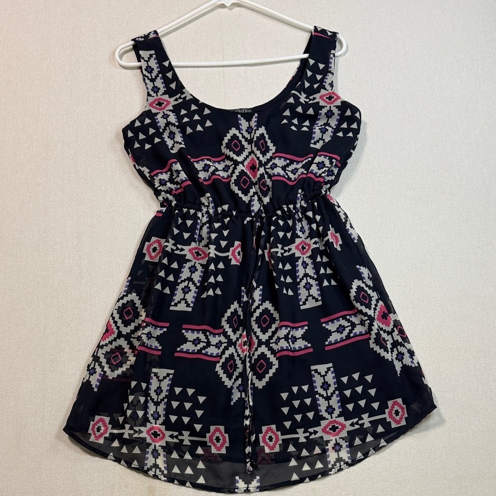 BeBop Black and Pink Geometric Mini Dress